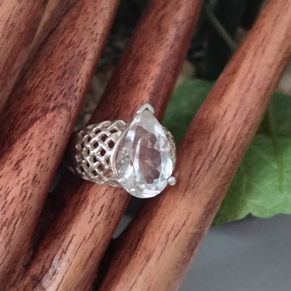 Clyde Duneier 925 Silver & CZ Lattice Ring  Size 7 1/4 - Picture 1 of 9